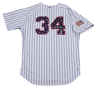 2015 Brian McCann Game Worn and Signed New York Yankees Independence Day Pinstripe Jersey (MLB Authenticated, Steiner & PSA/DNA)